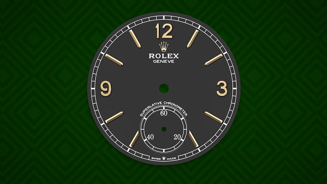 Rolex 1908 Black Dial & Gold Arabic Numerals and Stick Hour Marker