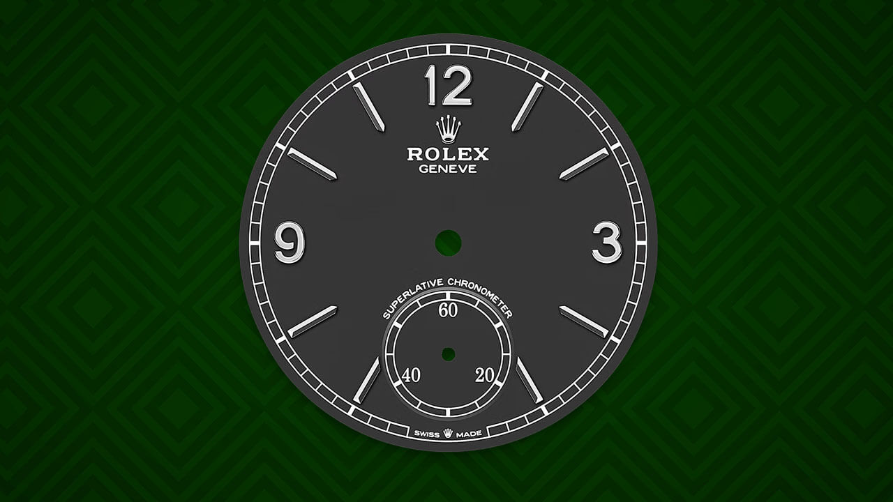 Rolex 1908 Black Dial & White Gold Arabic Numerals and Stick Hour Marker 