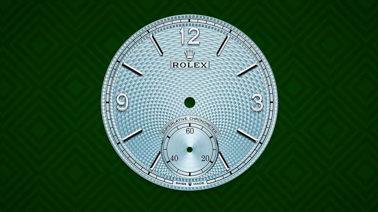 Rolex 1908 Ice Blue Dial & Platinum Arabic Numerals and Stick Hour Marker 