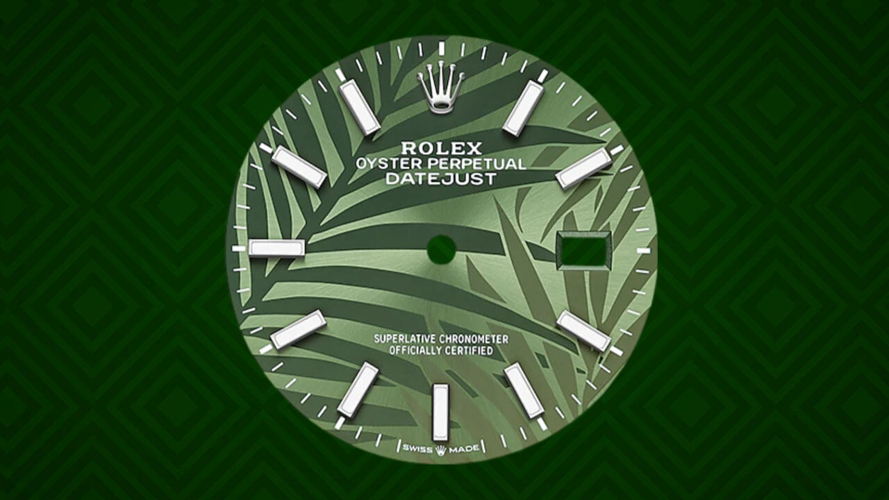 Rolex Datejust Green Palm Motif Dial with Stick Hour Markers