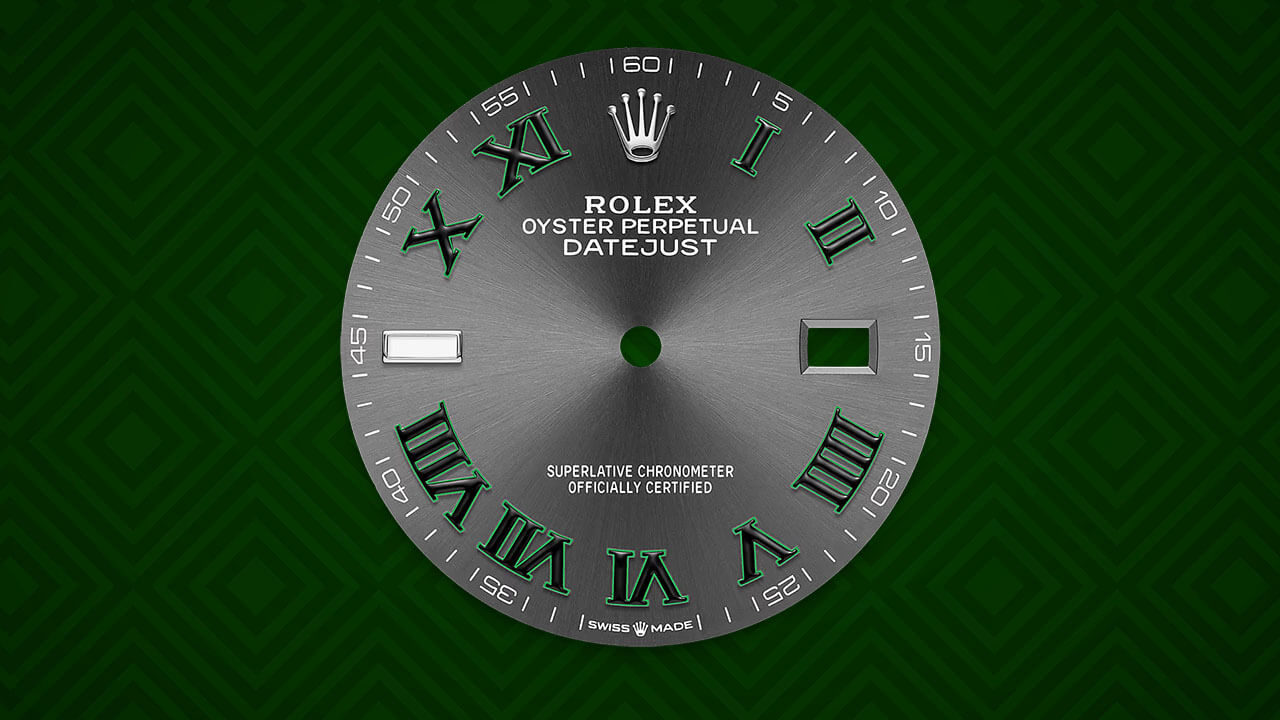 Rolex Datejust Wimbledon Dial with Green Roman Numerals Hour Markers