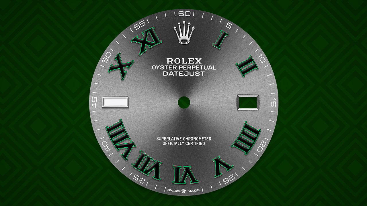 Rolex Datejust Wimbledon Dial with Green Roman Numerals Hour Markers